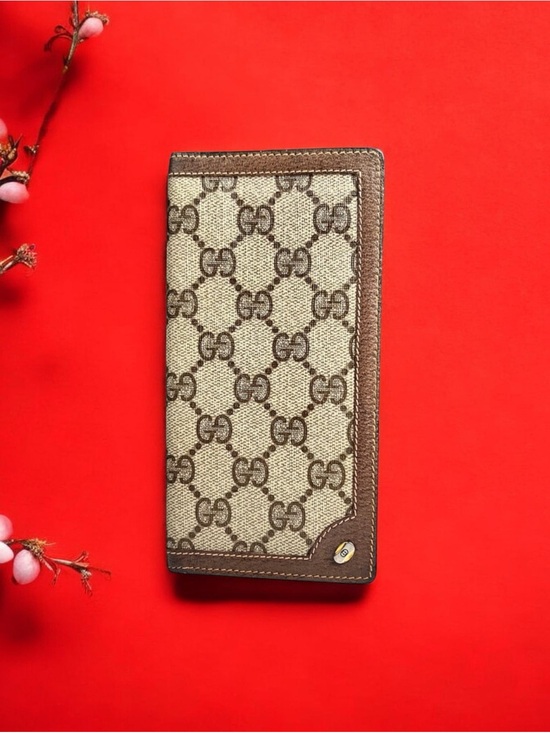 Gucci Handbags - Gucci Beige and Brown Wallet and check book